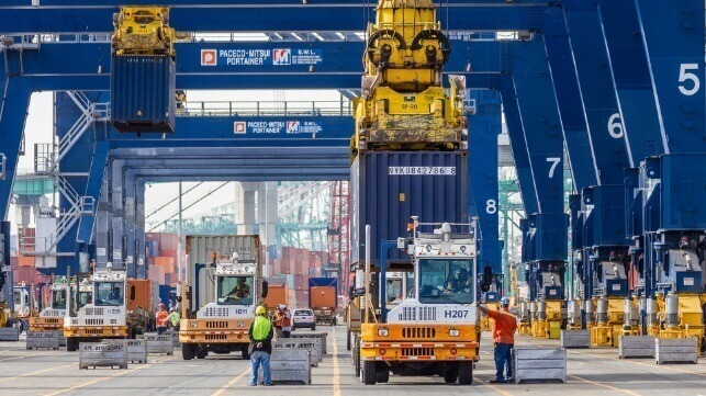 containers being loaded