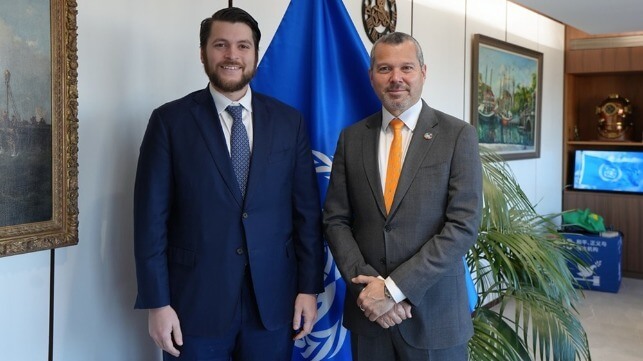 Marco Sylvester, the US Deputy Assistant Secretary for Transportation Affairs and IMO Secretary-General Arsenio Dominguez (IMO)