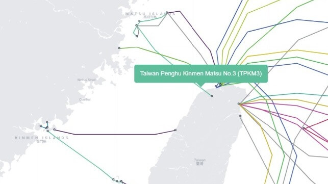 The submarine cable to the Matsu Islands damaged earlier this week (Submarine Cable Map / CC BY)