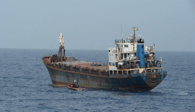 derelict cargo ship used for drug smuggling