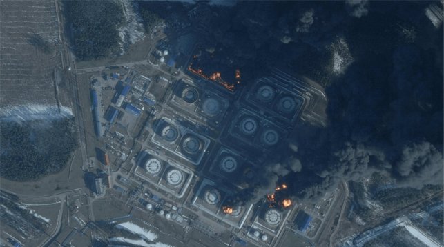 fire burning in Russian oil terminal after attack