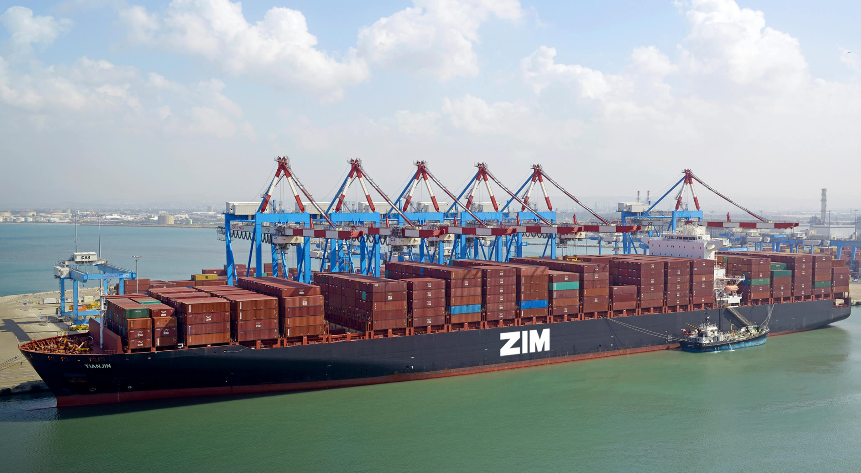 Zim containership in port